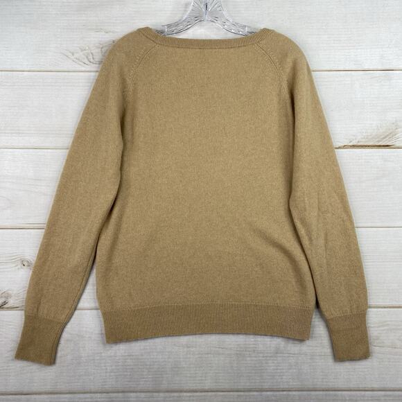Halogen Sweater XL Tan Cashmere Crew Neck Pullover Soft Knit Boat Neck Classic - Picture 5 of 7